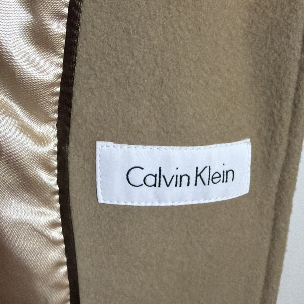 Calvin Klein Women's Camel Mid-Length Wool Blend Lined Overcoat Pockets Sz 8 - Picture 13 of 14